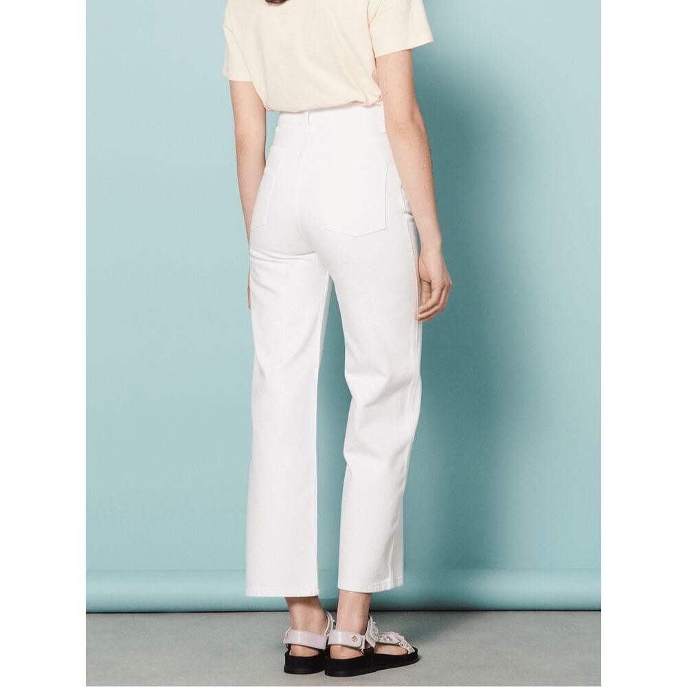 Sandro Paris Women’s White Blanc Denim High Waisted Straight Leg Jeans Size 36 - Picture 7 of 12